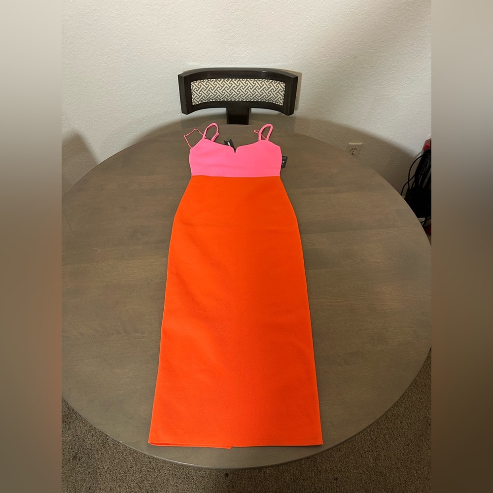 Express Strapless Pink and Orange Dress